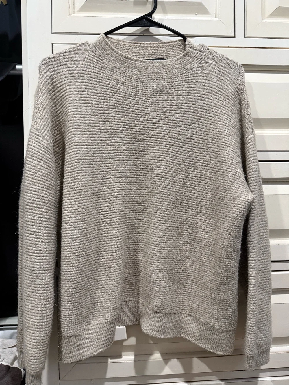 Women’s Crewneck Ribbed Knit Sweater - Light Beige